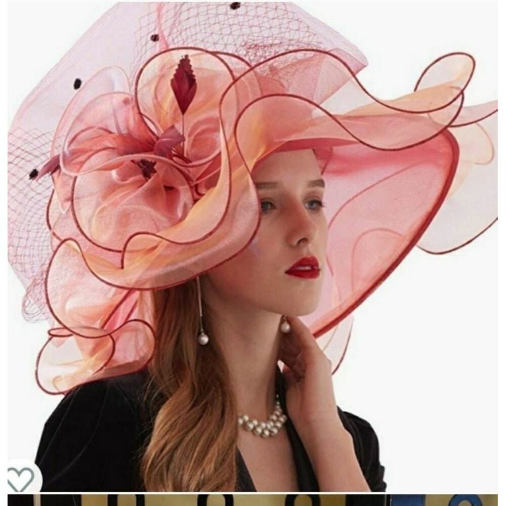 NWT Shades of Red 2 in 1 Beautiful Tea Church‎ Hat